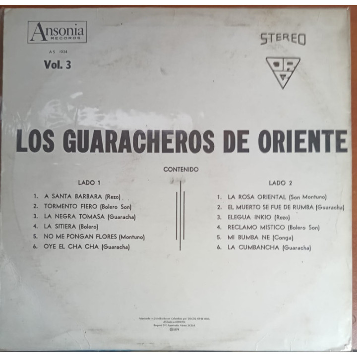 Los Guaracheros de Oriente - Vol.3 reverso