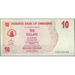 Zimbabwe 10 Dollars 1 Ago 2006 P39