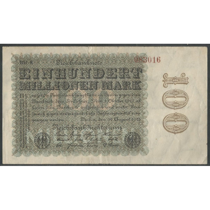 Alemania 100.000.000 Mark 22 Ago 1923 P107d