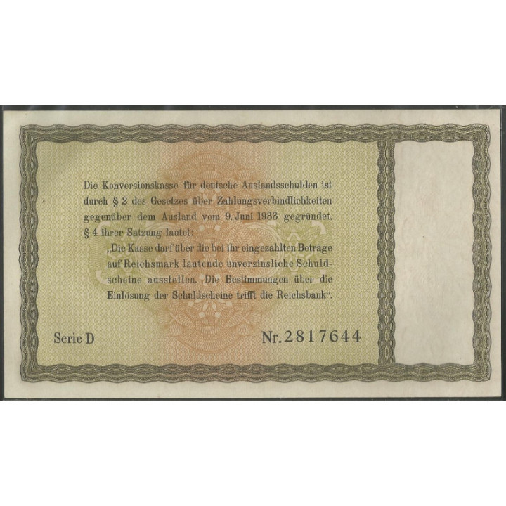 Alemania 3° Reich 5 Reichsmark 28 Ago 1933 P199 reverso