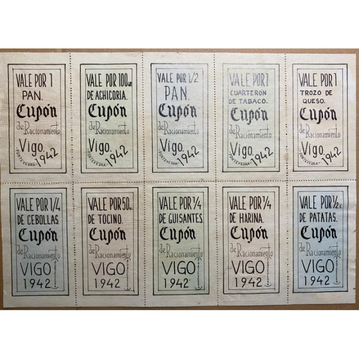 España - Cupon de racionamiento (Pliego de 10 vales) Legion Condor 1942 reverso